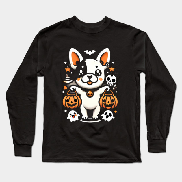 Funny Spooky Halloween, French Bulldog Long Sleeve T-Shirt by logiamerch