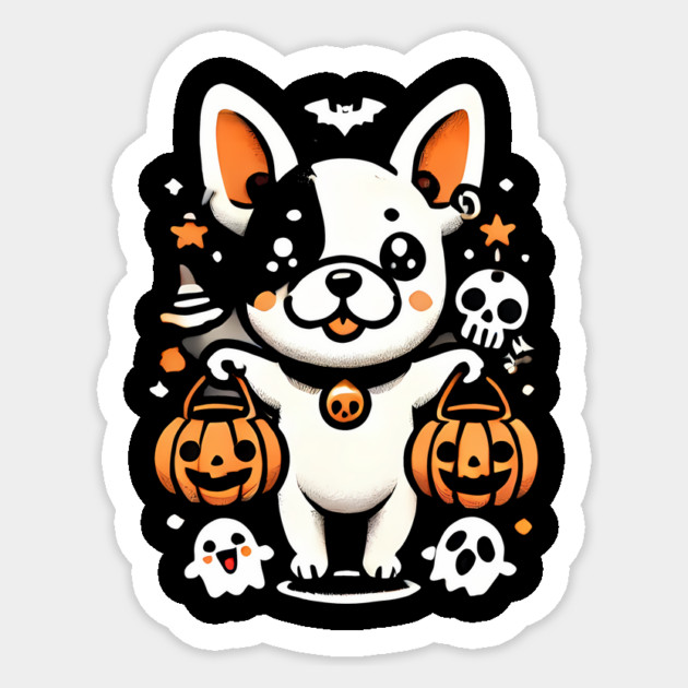 Funny Spooky Halloween, French Bulldog Sticker by logiamerch