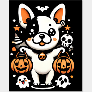 Funny Spooky Halloween, French Bulldog Posters and Art