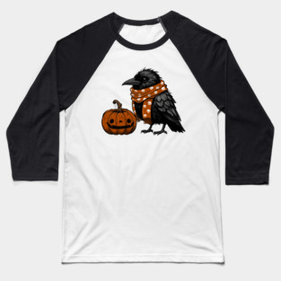 Crow and Pumpkin Baseball T-Shirt
