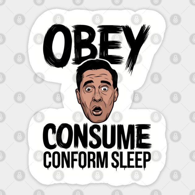 Obey Consume Conform Sleep Critical Thinking Sticker by Anticorporati