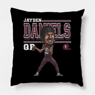 Jayden Daniels Washington Cartoon Pillow
