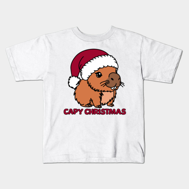 Capybara Christmas Kids T-Shirt by H. R. Sinclair
