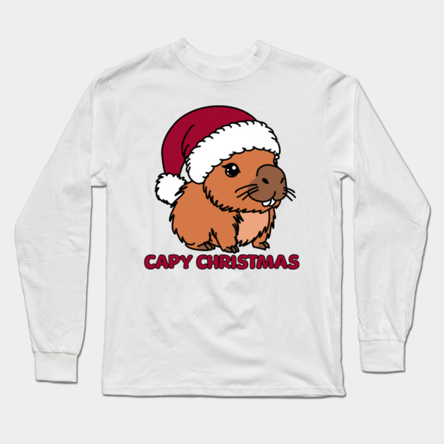 Capybara Christmas Long Sleeve T-Shirt by H. R. Sinclair