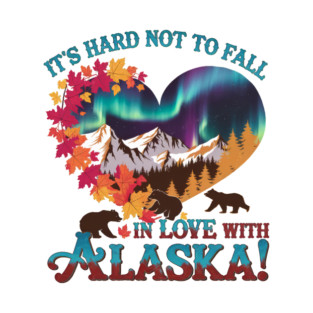 Retro Vintage Fall in Love with Alaska – Autumn Adventure T-Shirt