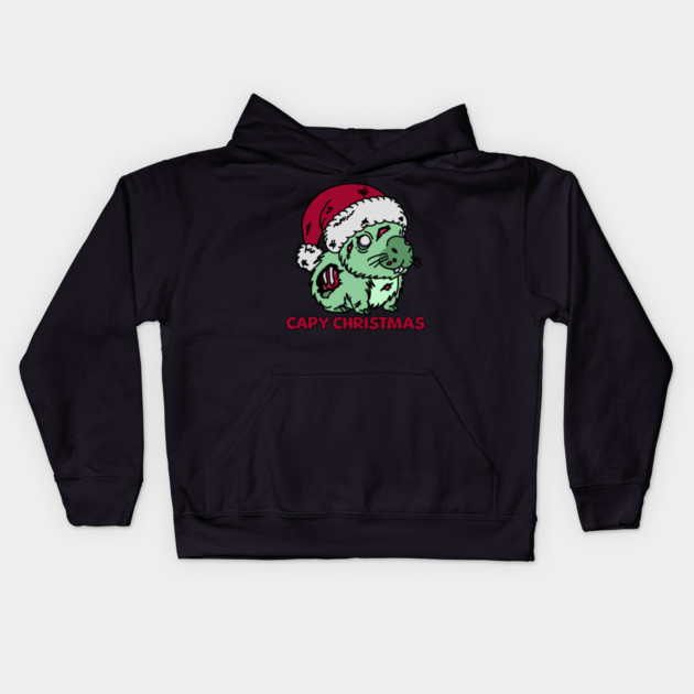 Zombie Capybara Christmas Kids Hoodie by H. R. Sinclair