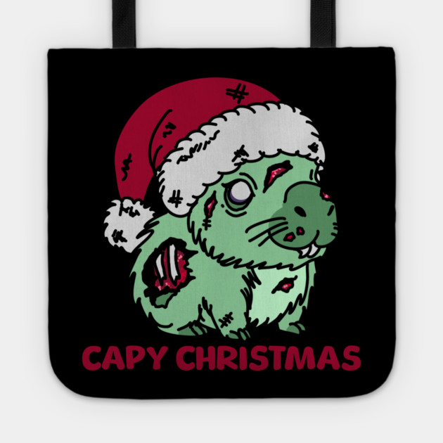 Zombie Capybara Christmas Tote by H. R. Sinclair