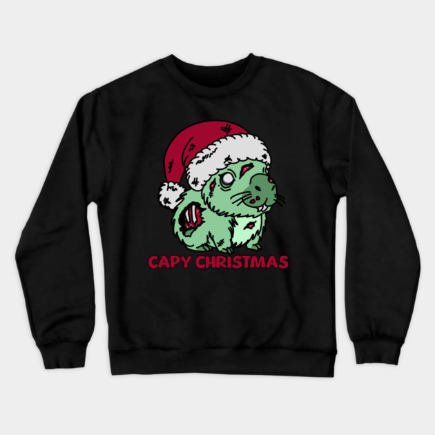 Zombie Capybara Christmas Crewneck Sweatshirt by H. R. Sinclair