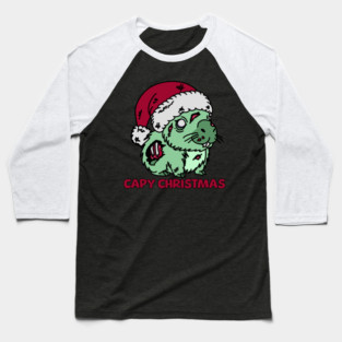 Zombie Capybara Christmas Baseball T-Shirt