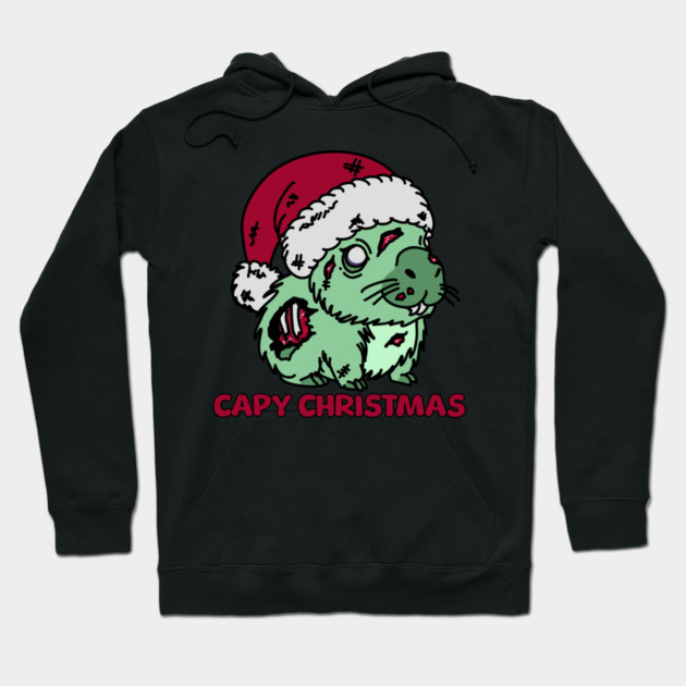 Zombie Capybara Christmas Hoodie by H. R. Sinclair