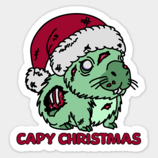 Zombie Capybara Christmas Sticker