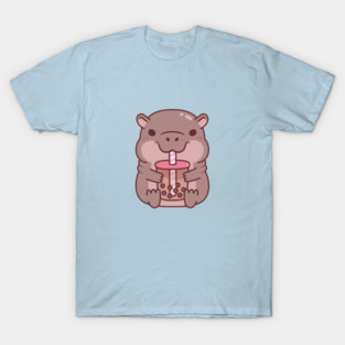 Cute Hippo Drinking Bubble Tea T-Shirt