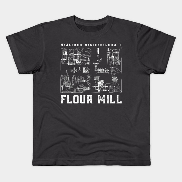 Vintage Blueprint - Wind Mill Diagram - Retro Aesthetic Kids T-Shirt by TuncGK