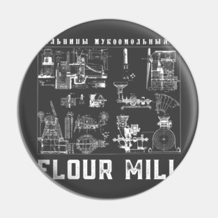 Vintage Blueprint - Wind Mill Diagram - Retro Aesthetic Pin