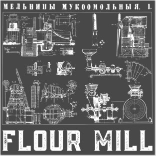 Vintage Blueprint - Wind Mill Diagram - Retro Aesthetic Posters and Art