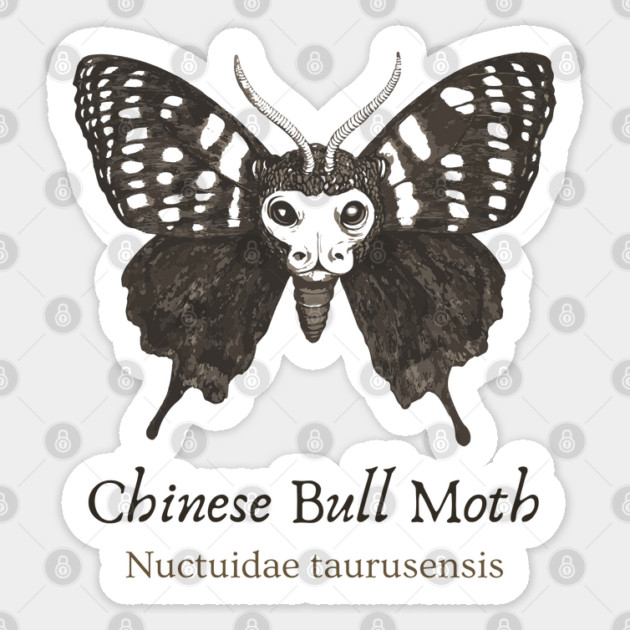 Cryptozoology - Chinese Bull Moth - Retro Fun Sticker by TuncGK