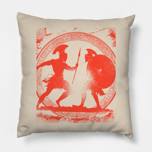 Achilles vs Hector - Epic Fight - Ancient Greek Mythology Pillow by TuncGK