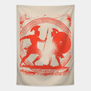 Achilles vs Hector - Epic Fight - Ancient Greek Mythology Tapestry