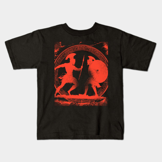 Achilles vs Hector - Epic Fight - Ancient Greek Mythology Kids T-Shirt by TuncGK