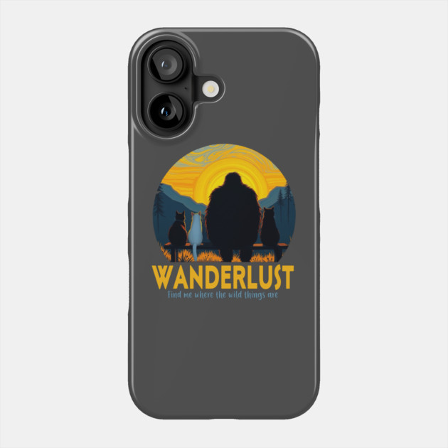Wanderlust- Sasquatch hanging with cats Phone Case by Pete the Cat Guy
