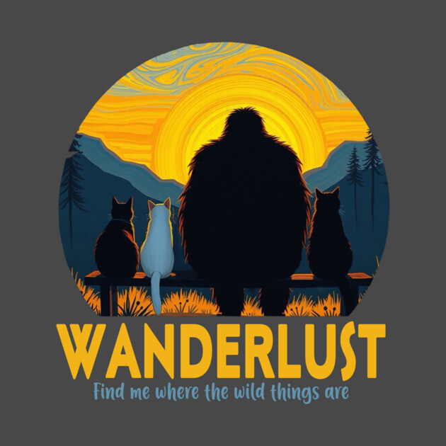 Wanderlust- Sasquatch hanging with cats by Pete the Cat Guy