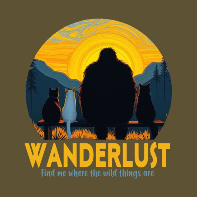 Wanderlust- Sasquatch hanging with cats by Pete the Cat Guy