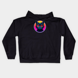 Neon Cool Cat Kids Hoodie