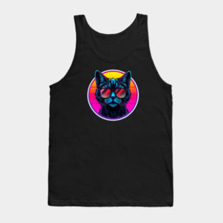Neon Cool Cat Tank Top