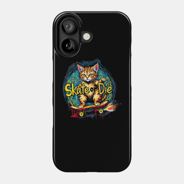 Skate or Die Cat Phone Case by Pete the Cat Guy