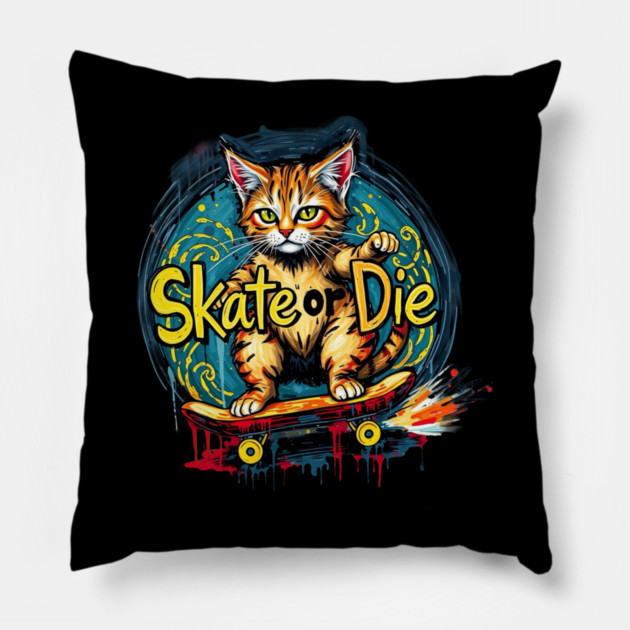 Skate or Die Cat Pillow by Pete the Cat Guy
