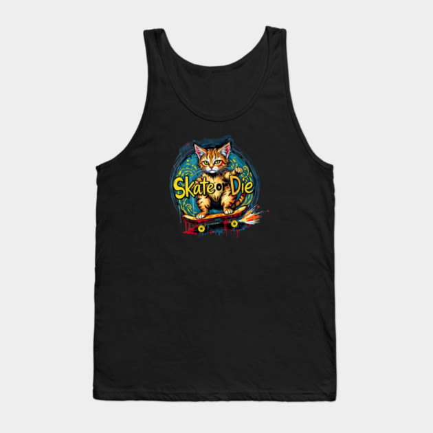 Skate or Die Cat Tank Top by Pete the Cat Guy