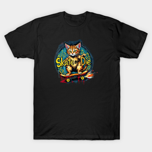 Skate or Die Cat T-Shirt by Pete the Cat Guy
