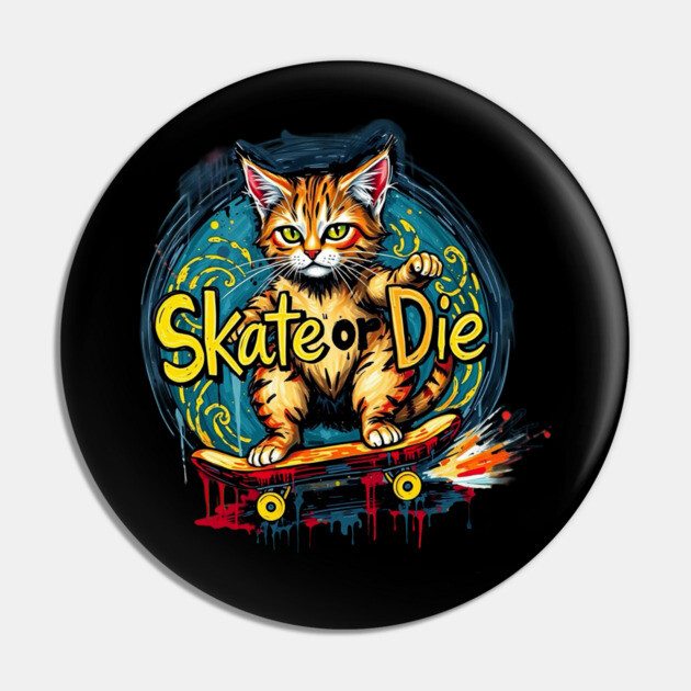 Skate or Die Cat Pin by Pete the Cat Guy