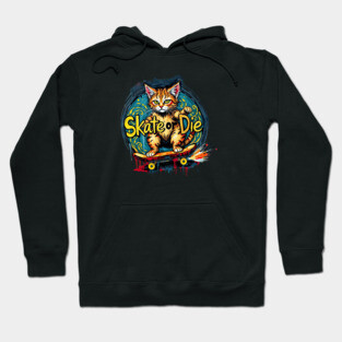 Skate or Die Cat Hoodie