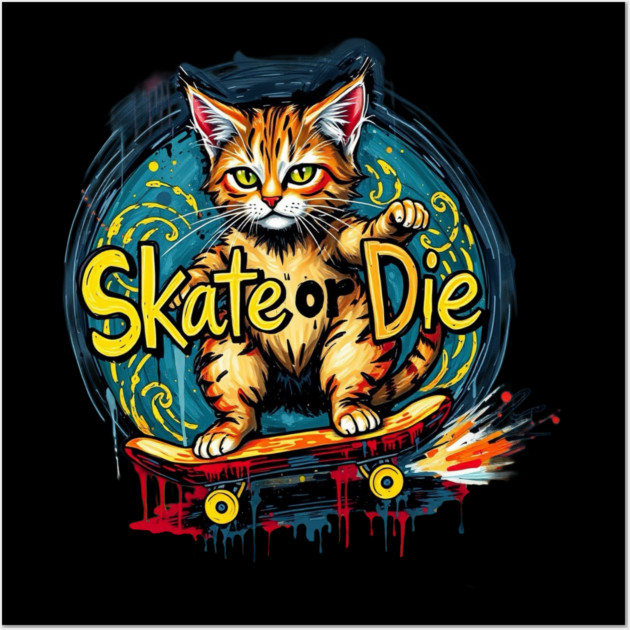 Skate or Die Cat Wall Art by Pete the Cat Guy