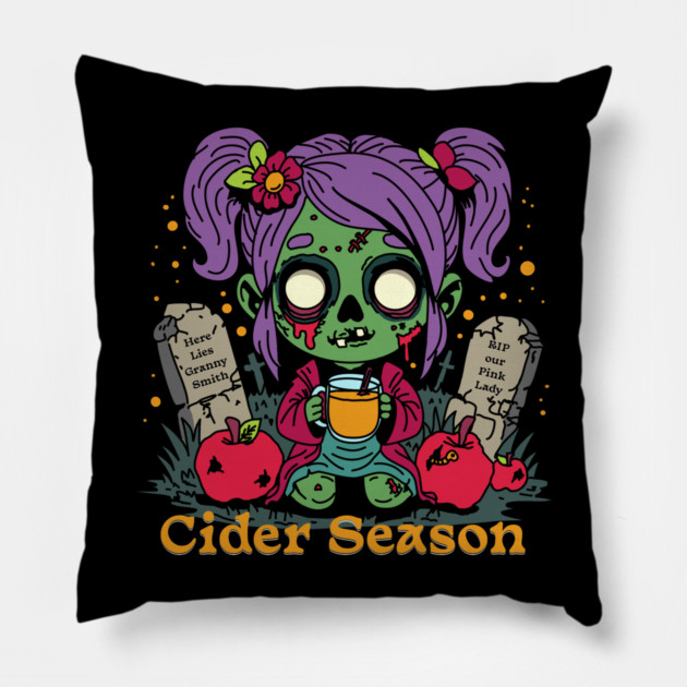 Apple Cider Season Zombie Pillow by H. R. Sinclair