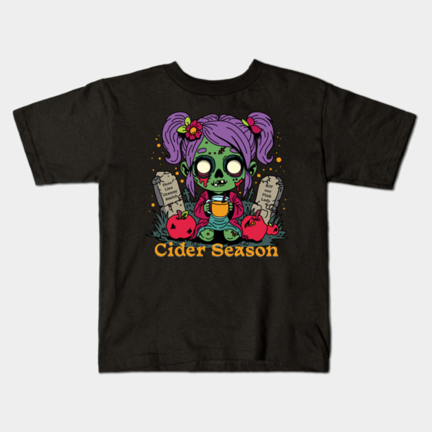 Apple Cider Season Zombie Kids T-Shirt by H. R. Sinclair