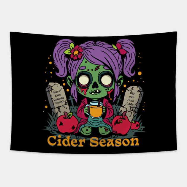 Apple Cider Season Zombie Tapestry by H. R. Sinclair