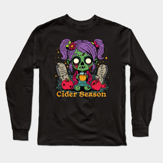 Apple Cider Season Zombie Long Sleeve T-Shirt by H. R. Sinclair