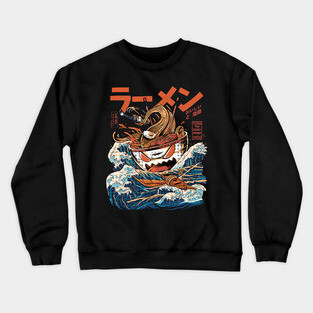 Great Ramen off Kanagawa Black - Great Wave Crewneck Sweatshirt