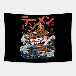 Great Ramen off Kanagawa Black - Great Wave Tapestry