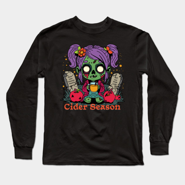 Apple Cider Season Zombie Long Sleeve T-Shirt by H. R. Sinclair