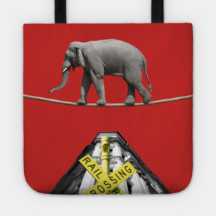 Elephant Rope Walker - Retro Photo Montage - Fun & Playful Tote