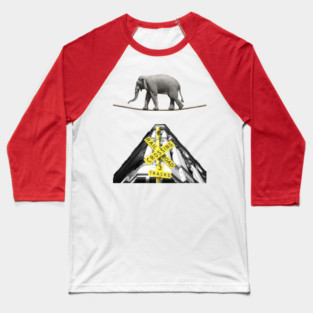 Elephant Rope Walker - Retro Photo Montage - Fun & Playful Baseball T-Shirt