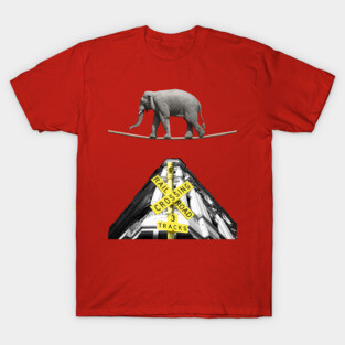 Elephant Rope Walker - Retro Photo Montage - Fun & Playful T-Shirt