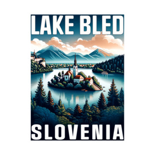 Retro Lake Bled Slovenia Vintage Travel T-Shirt