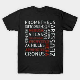 Word Cloud - Ancient Greek Mythology Gods & Titans T-Shirt