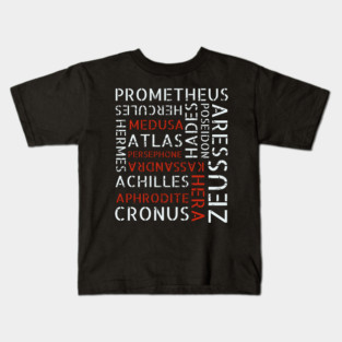 Word Cloud - Ancient Greek Mythology Gods & Titans Kids T-Shirt