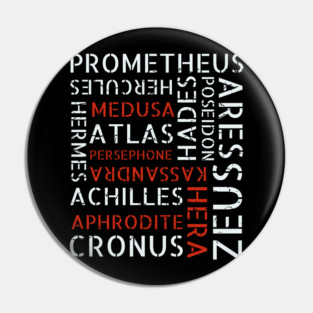 Word Cloud - Ancient Greek Mythology Gods & Titans Pin