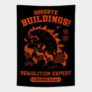 Goodbye Buildings! Demolition Expert Kaiju Tapestry